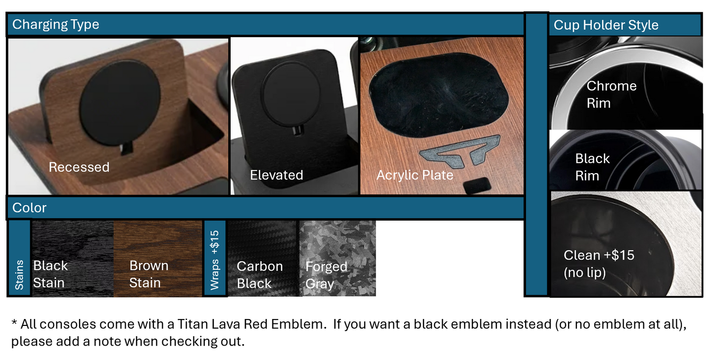 The Wingman - Nissan Titan Console with wireless charging, XL cupholders and Tray